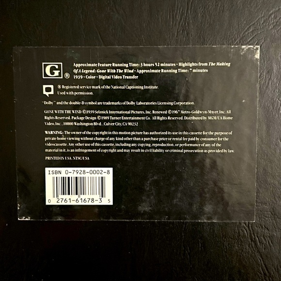 Gone With The Wind 50th Anniversary Edition VHS set w/ Owner Certificate - Picture 4 of 4